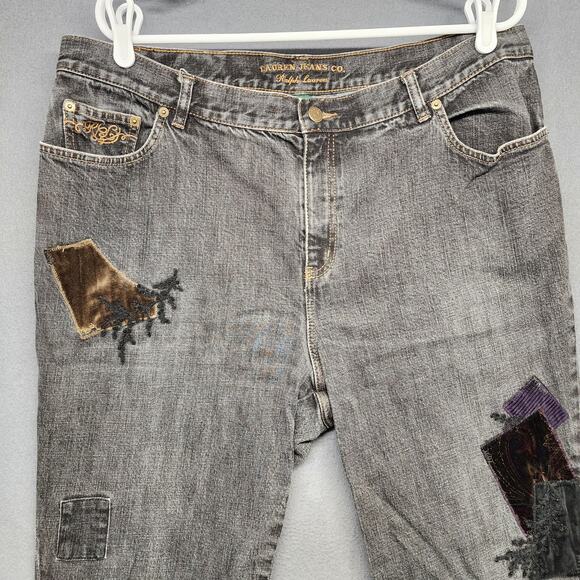 Vintage Ralph Lauren Jeans 16 W Black Embellished Cotton Blend Stretch Hong Kong - Picture 15 of 16